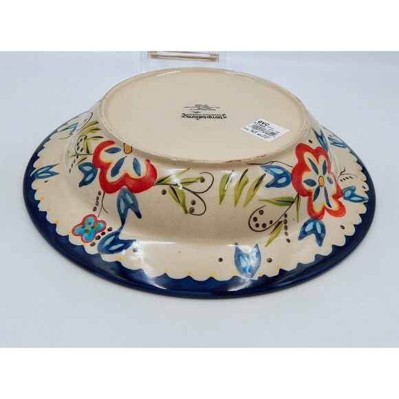 Temptations By Tara Capri Pasta Bowl Blue Wide-Rimmed 12 Inch Floral 1 .5 Qt - Picture 6 of 9